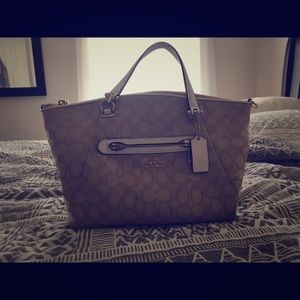 Coach tan and white purse